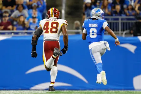 Dobbs overcomes 2 turnovers as Lions beat Commanders, 17-13